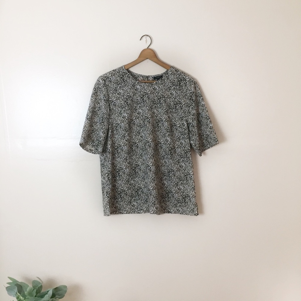 [Talbots] Short Sleeve Brown Animal Print Women's Top